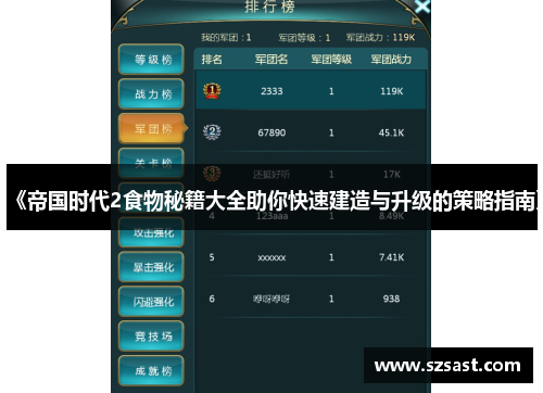 《帝国时代2食物秘籍大全助你快速建造与升级的策略指南》